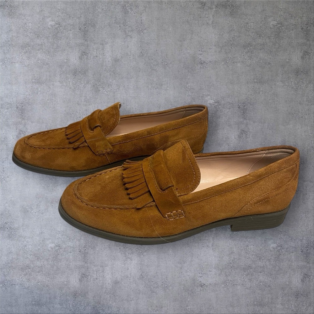 Cole‎ Haan Brown Suede Stassi Kiltie Penny Loafer Womens 10.5 Slip On Comfort